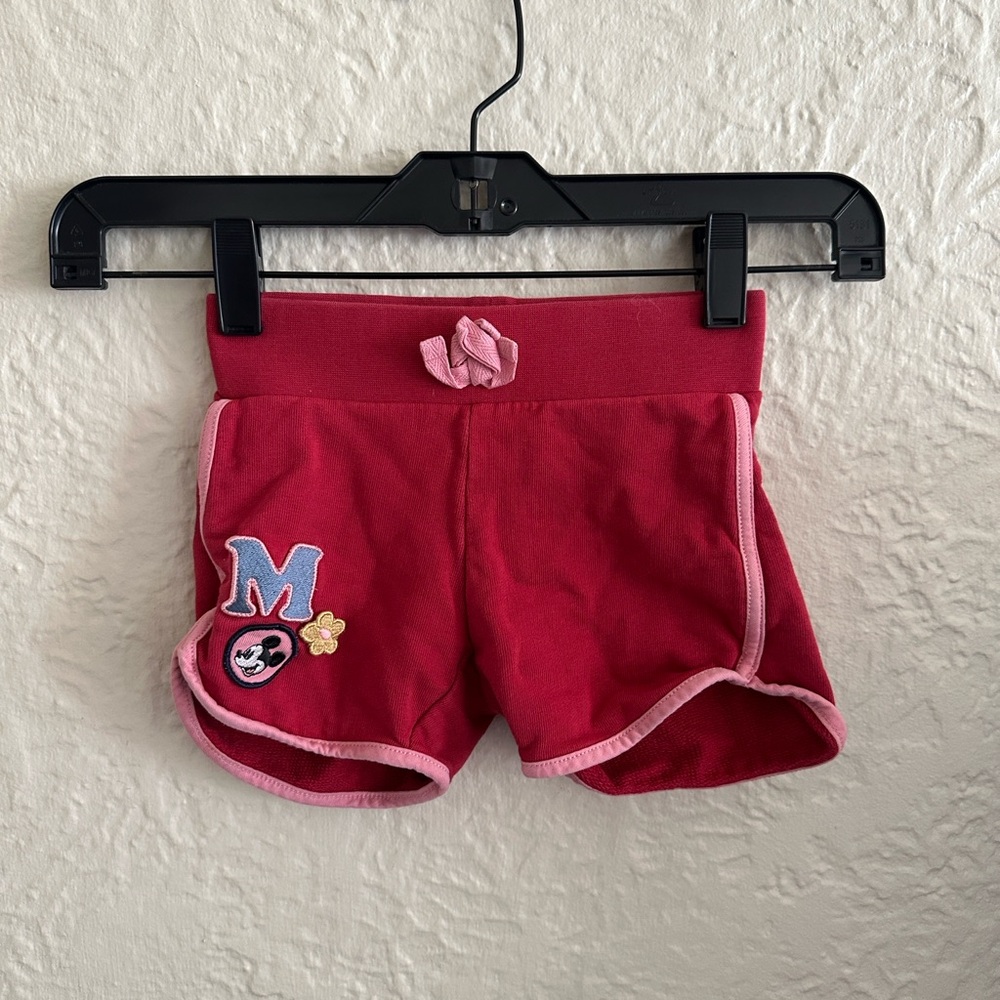 Hanna Andersson x Disney Mickey Mouse Appliqué Pink Dolphin Hem Shorts Girls 4